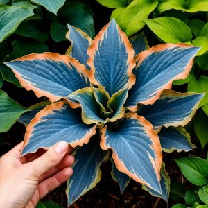 Хоста Океан Вью купить по цене от 960р. в интернет-магазине «Посадика» с доставкой почтой в в Саратове и по всей России – [изображение №1].